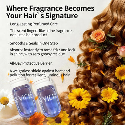 SEVICH Perfume Hair Oil Capsules 10-Pack, 2-in-1 Hair Treatment & Lightweight Serum, Heat & UV Protection, Frizz Control & Shine, Portable Travel Hair Care for All Hair Types