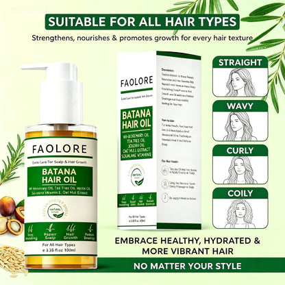 FAOLORE 100ml Batana Oil for Hair Growth-100% Raw Batana Oil With Rosemary Oil + Tea Tree Oil for Hair Growth,Wild Growth Hair Oil,Nourishes Scalp Hair