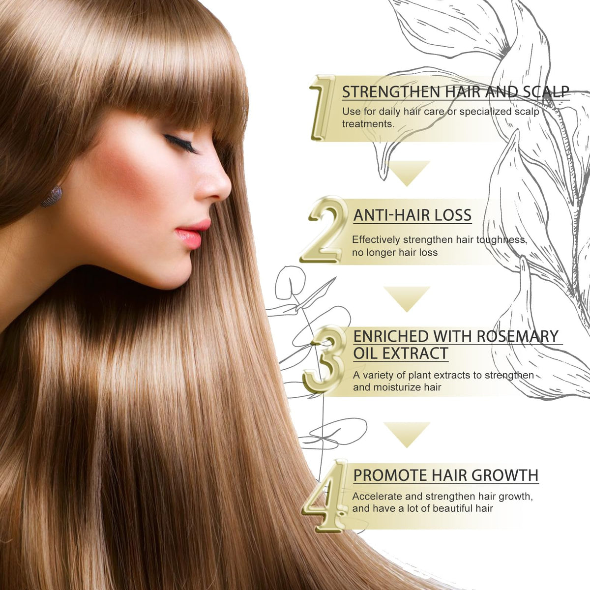 2 Pcs Natural Hair Growth Oil, EELHOE Organic Rosemary Oil for Dry Damaged and Thin Hair.