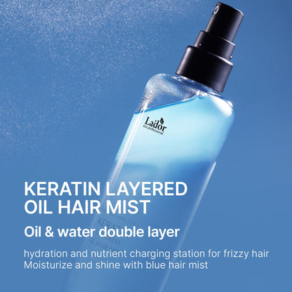 LA'DOR LADOR Keratin Hydrating Anti-Frizz Oil Water Perfume Heat Protectant Hair Mist - Leave-In Treatment Spray for Dry Damaged Hair Korean Haircare 4.4 Fl Oz
