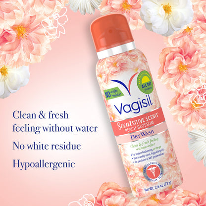 Vagisil Scentsitive Scents Feminine Dry Wash Deodorant Spray for Women, Gynecologist Tested