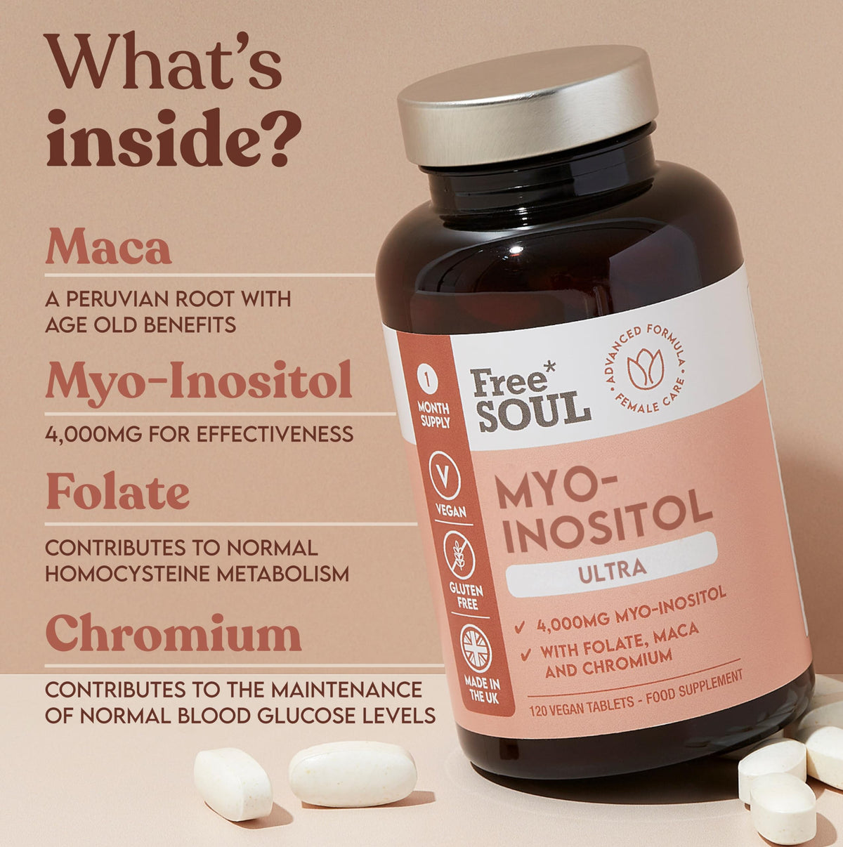 Free Soul Myo-Inositol Ultra Supplement with 4,000mg Myo-Inositol, 200ug Folate, 100ug