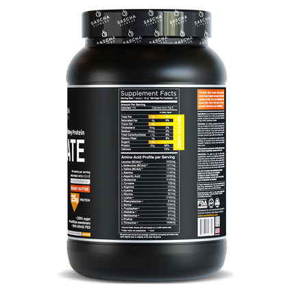 SASCHA FITNESS Hydrolyzed Whey Protein Isolate,100% Grass-Fed ,2.3 Pounds