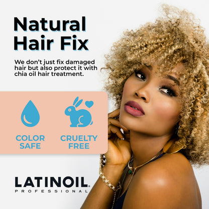 LATINOIL - Chia Oil Hair Treatment, Oil for Hair Frizz and Dryness, Hair Oil Treatment with Chia Seed Oil, Amino acids, Omegas, and Hyaluronic Acid, 12 ml Hair Oil, 6-Pack