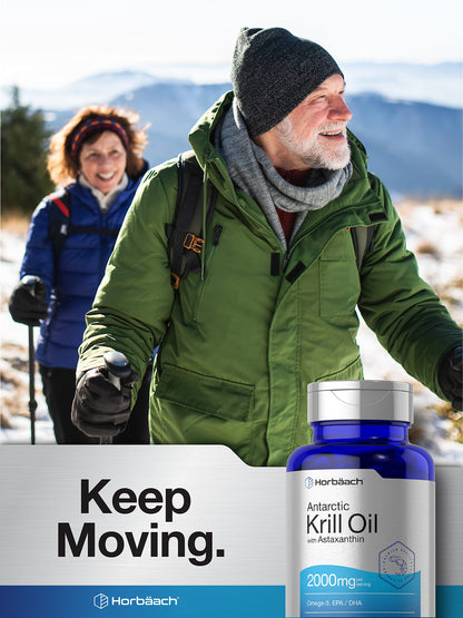 Horbäach Antarctic Krill Oil 2000mg - 60 Softgel Capsules - Omega-3, EPA, DHA Supplemen
