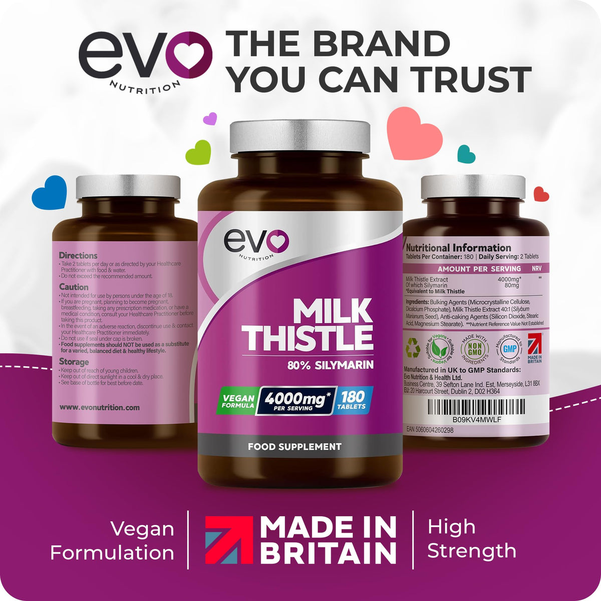 Milk Thistle Tablets 4000mg - 80% Silymarin - 180 Tablets - High Strength Vegan Supple
