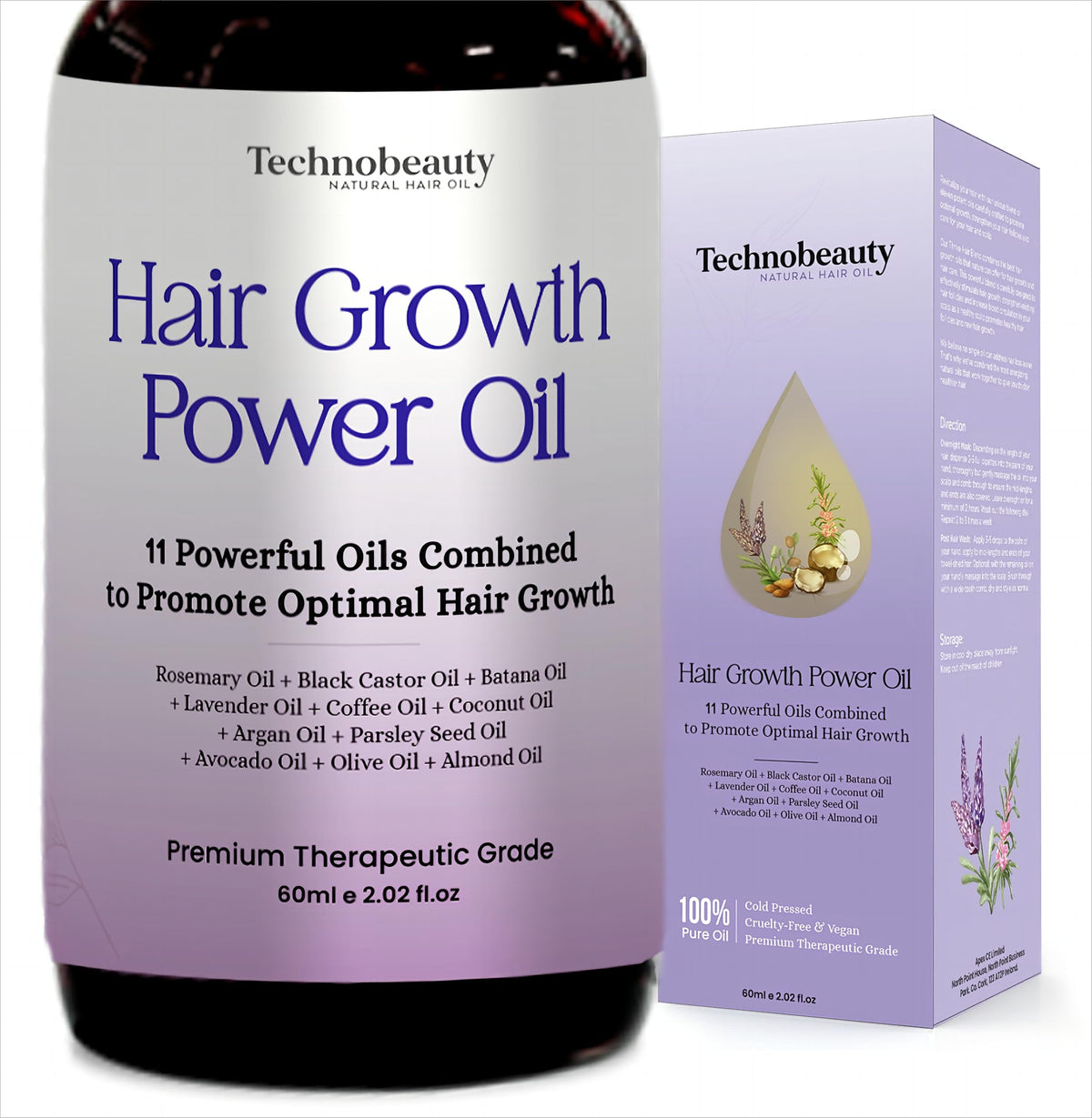 Rosemary Oil With Black Castor, Batana, Lavender, Coffee, Coconut, Argan, Avocado, Olive, Almond & Parsley Seed Oil, 11 Oils Infused for Ultimate Hair Growth & Care for Stronger, Thicker Hair