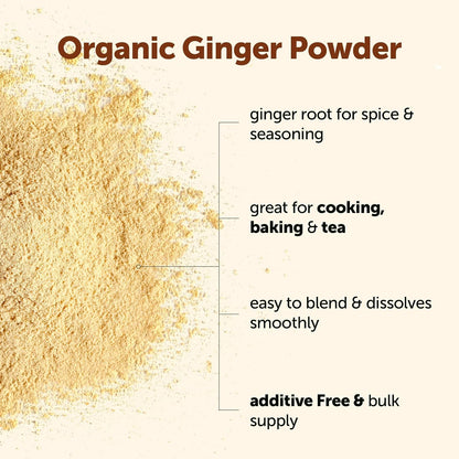 Organic Ginger powder, 2lbs (32oz) - Premium Source for Spice & Seasoning - Great for Baking, Cooking & Tea - Additive Free, Non-GMO, Bulk Supply