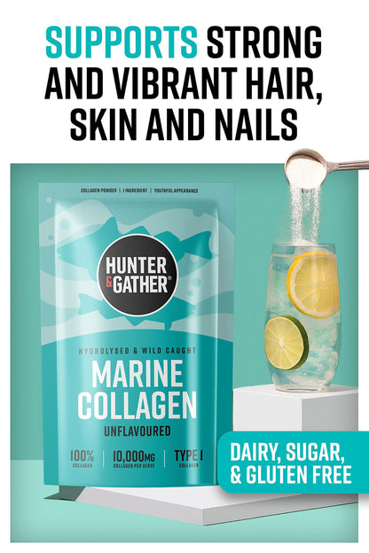 Hunter & Gather Marine Collagen Powder 300g - Pure Unflavoured Premium Hydrolysed Wild Caught Marine Collagen