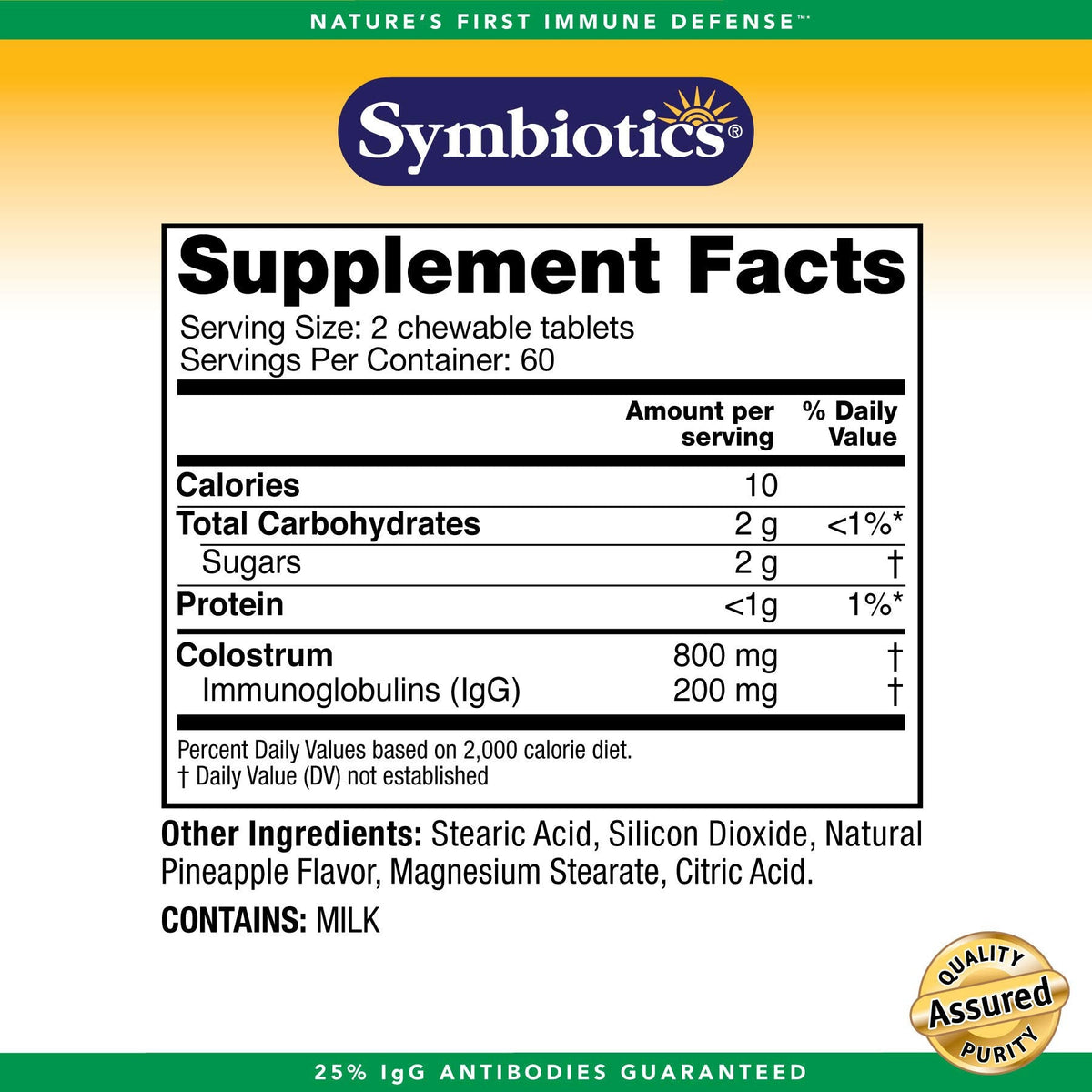 Symbiotics Immunity Support Colostrum Plus Chewables (Pineapple)