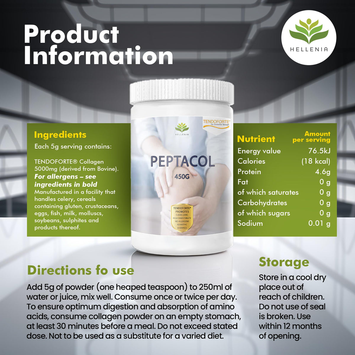 PEPTACOL TENDOFORTE Bioactive Collagen Peptides - 450g