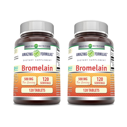 Amazing Formulas Bromelain 500 Mg - Tablets Supplement - Non-GMO - Gluten-Free - Made in USA (Pack of 1 - 240 Count)