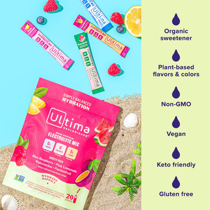 Ultima Replenisher Daily Electrolyte Drink Mix - Tropical Variety, 20 Stickpacks - Hydration