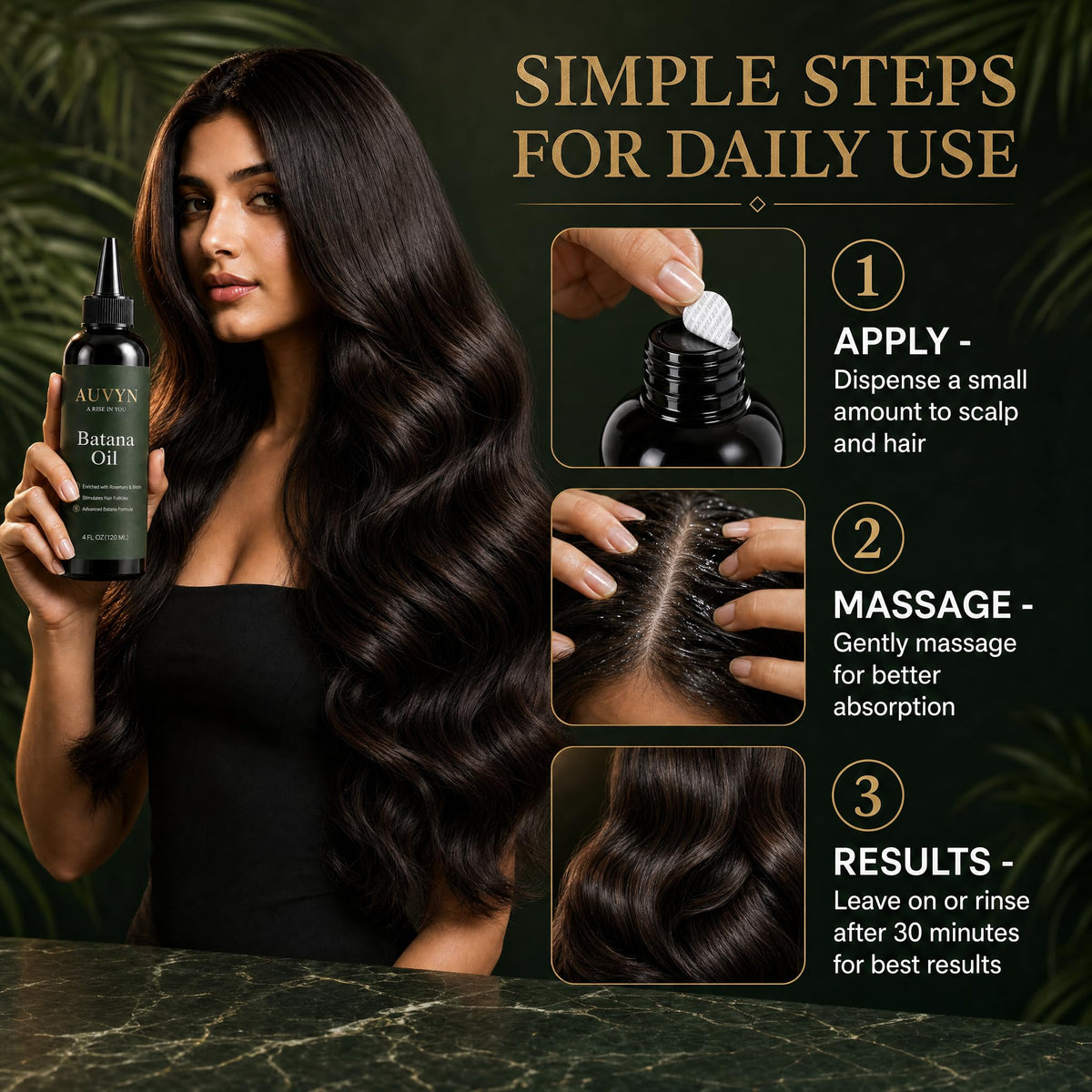 AUVYN Batana Oil for Hair Growth, Premium Scalp Treatment with Rosemary & Biotin, Hair Serum for Thicker, Stronger & Shinier Hair, Men & Women, 4 Fl Oz