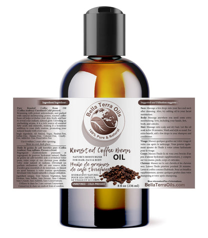 Bella Terra Oils - Roasted Bean Oil 8 oz - Pure Extract from Roasted Seeds, Enriched with Fatty Acids, An Elixir for Skin