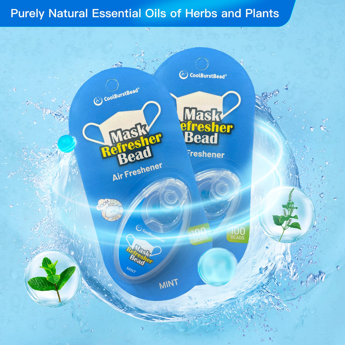 CoolBurstBead Face Mask Refresher, Long-Lasting & Strong Refreshing Fragrance, 4-Pack