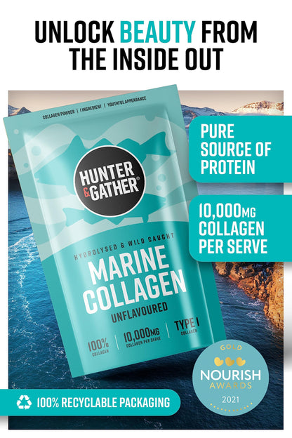 Hunter & Gather Marine Collagen Powder 300g - Pure Unflavoured Premium Hydrolysed Wild Caught Marine Collagen