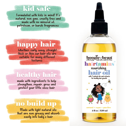 Boogie and Bean Baby and Kids Hair Growth Oil, Nourishing Hair Oil for Infants, Toddlers and Children, Moisturizes Waves, Curls, Coils and Locs