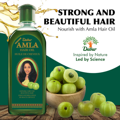Dabur Amla Hair Oil - Nourishing Herbal Oil with Pure Amla and Botanical Extracts for Healthy, Moisturized Scalp, Strong, Shiny Hair - Ayurvedic Strengthen Roots for Men & Women - 500 ml (Pack of 3)