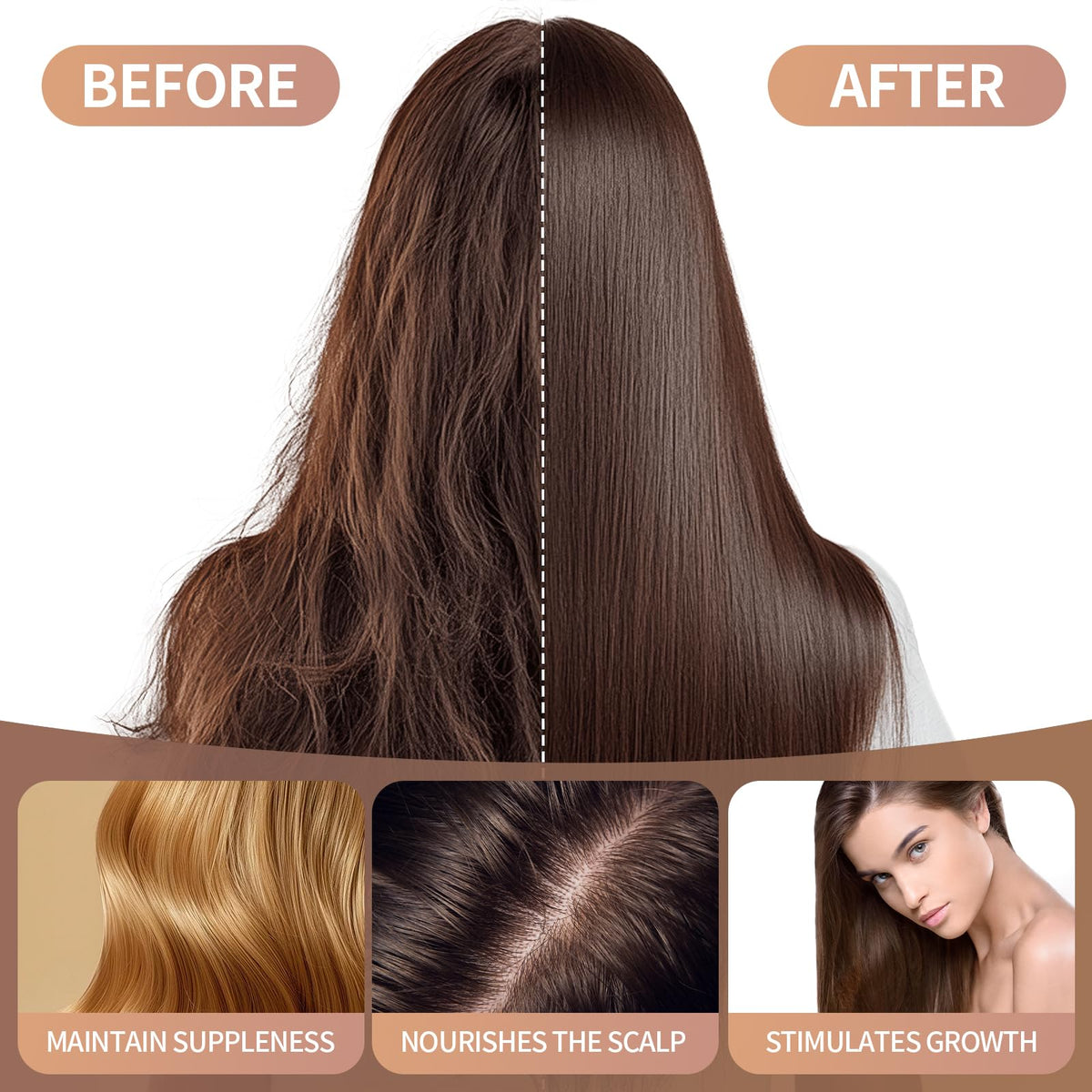 Beauty Hair Oil for Women - Natural Hair Growth Oil, Soothes Scalp & Reduces Dandruff, Strengthens Thin Hair for Voluminous Shine.
