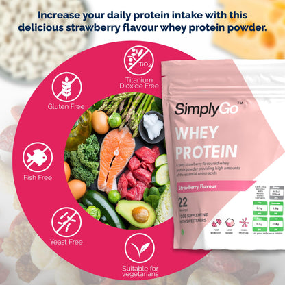 SimplyGo Whey Protein Powder - 900g - Simply Add 30g to Water, Juice or Shakes