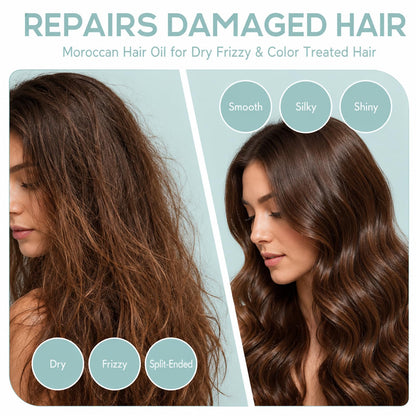 Moroccan Argan Oil, Hair Oil for Frizzy Hair, Morroccan Hair Care Oil Natural Serum Help Split Ends Dry Scalp Hair Care Products Strengthen Dry Damaged Curly Long Curly Hair Treatment Heat Protectant