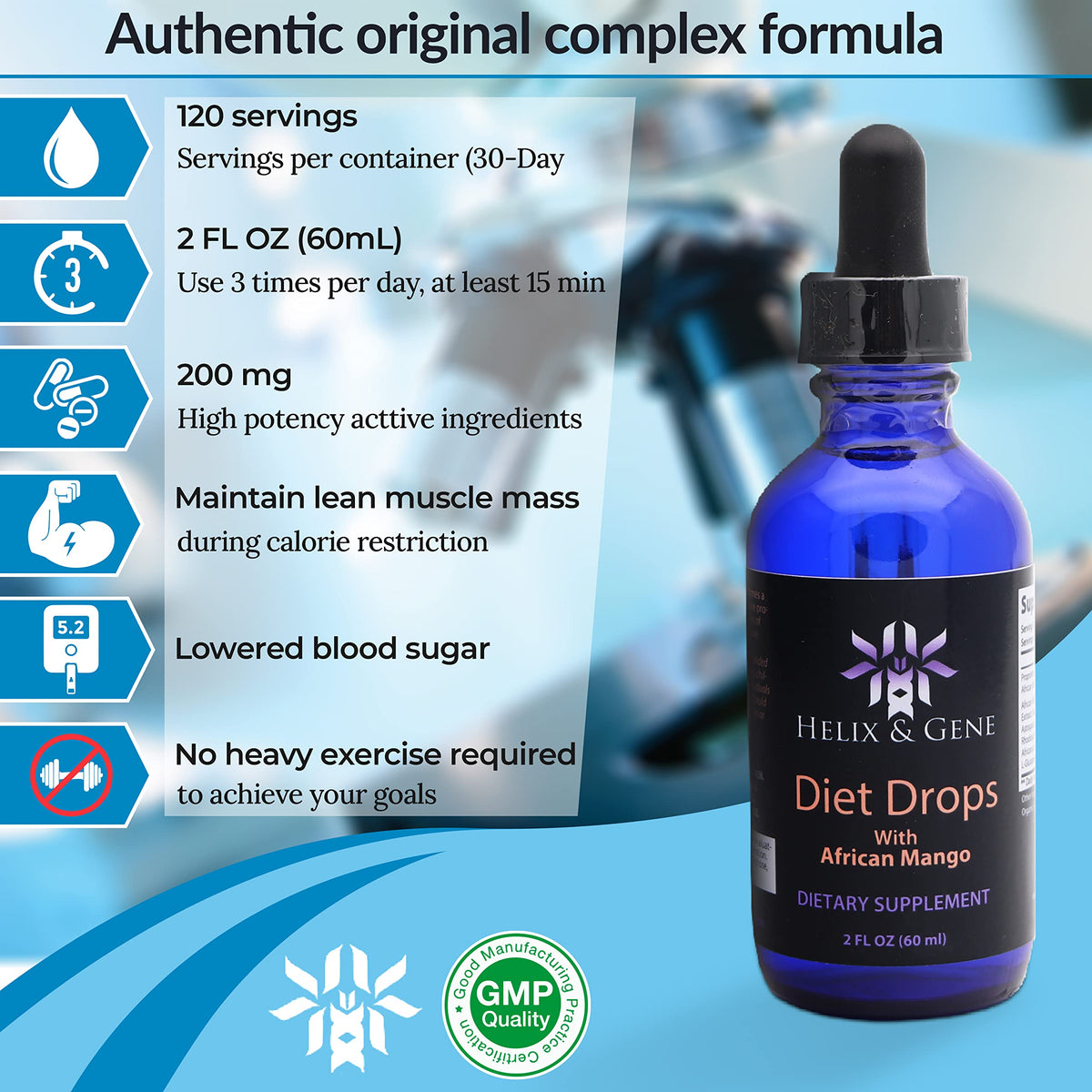 Helix & Gene Appetite Diet Drops Mango Flavor - Fast Weight Loss - Natural Metabolism