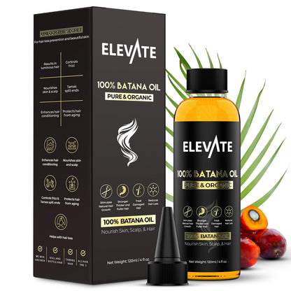 Elevate Batana Oil for Hair Growth - 100% Pure & Natural Raw Dr. Sebi Organic Oil from Honduras - Cold Pressed Chemical-Free for Thickness & Scalp Care Skin - Thicker Stronger Hair 4 Fl Oz 2 Pack