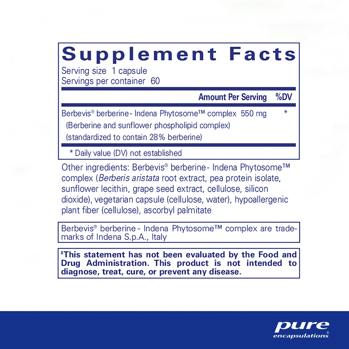 Pure Encapsulations Berberine UltraSorb - Enhanced Absorption Berberine - 60 Capsules