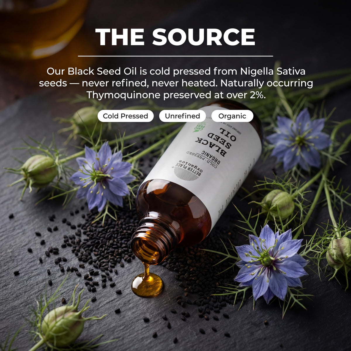 Organic Black Seed Oil - 100% Virgin Cold Pressed Liquid Pure - External Use on Joints, Hair, Skin, Nails - 8 oz