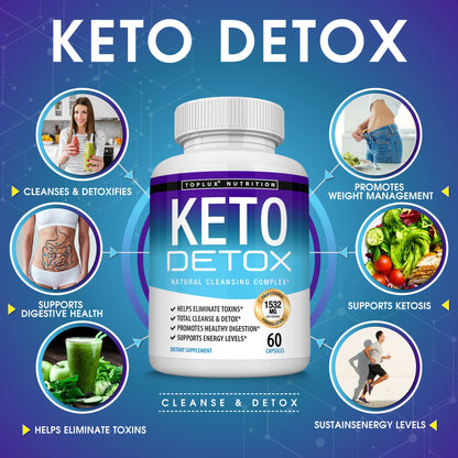 Toplux Keto Detox Pills Advanced Cleansing Extract - 1532 Mg Natural Acai Colon