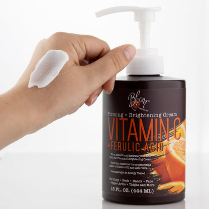 BLOOM Vitamin C Cream Body Lotion & Face Moisturizer W/Coconut Oil - Natural Skin Care