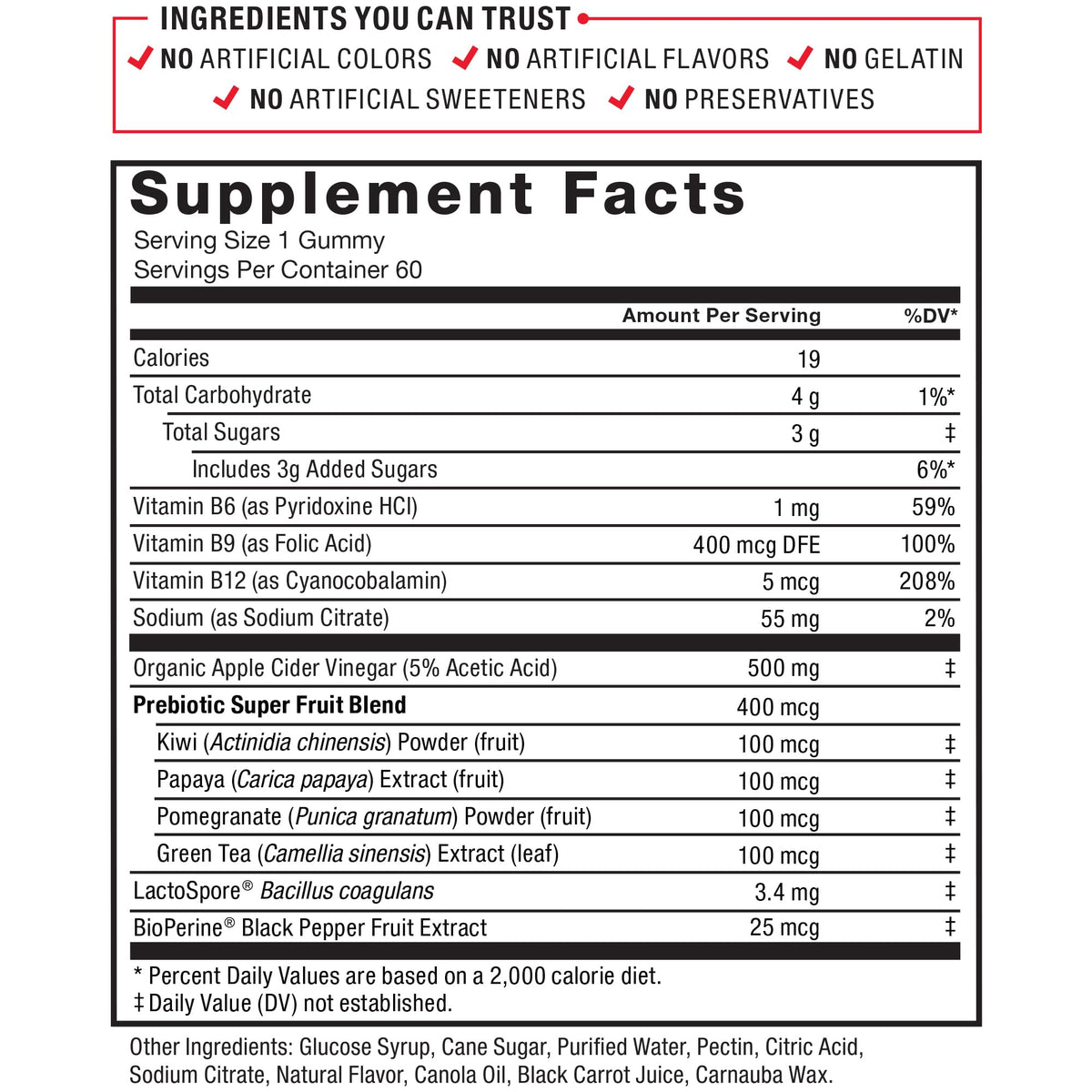 Force Factor ProbioSlim Apple Cider Vinegar Gummies with Organic LactoSpore Probiotics