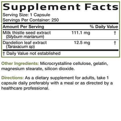 Bronson Milk Thistle Silymarin Marianum & Dandelion Extract, 120 Capsules - 2-in-1 Liver Cleanse, Health, Detox & Antioxidant Support, Non-GMO, Gluten-Free, Soy-Free
