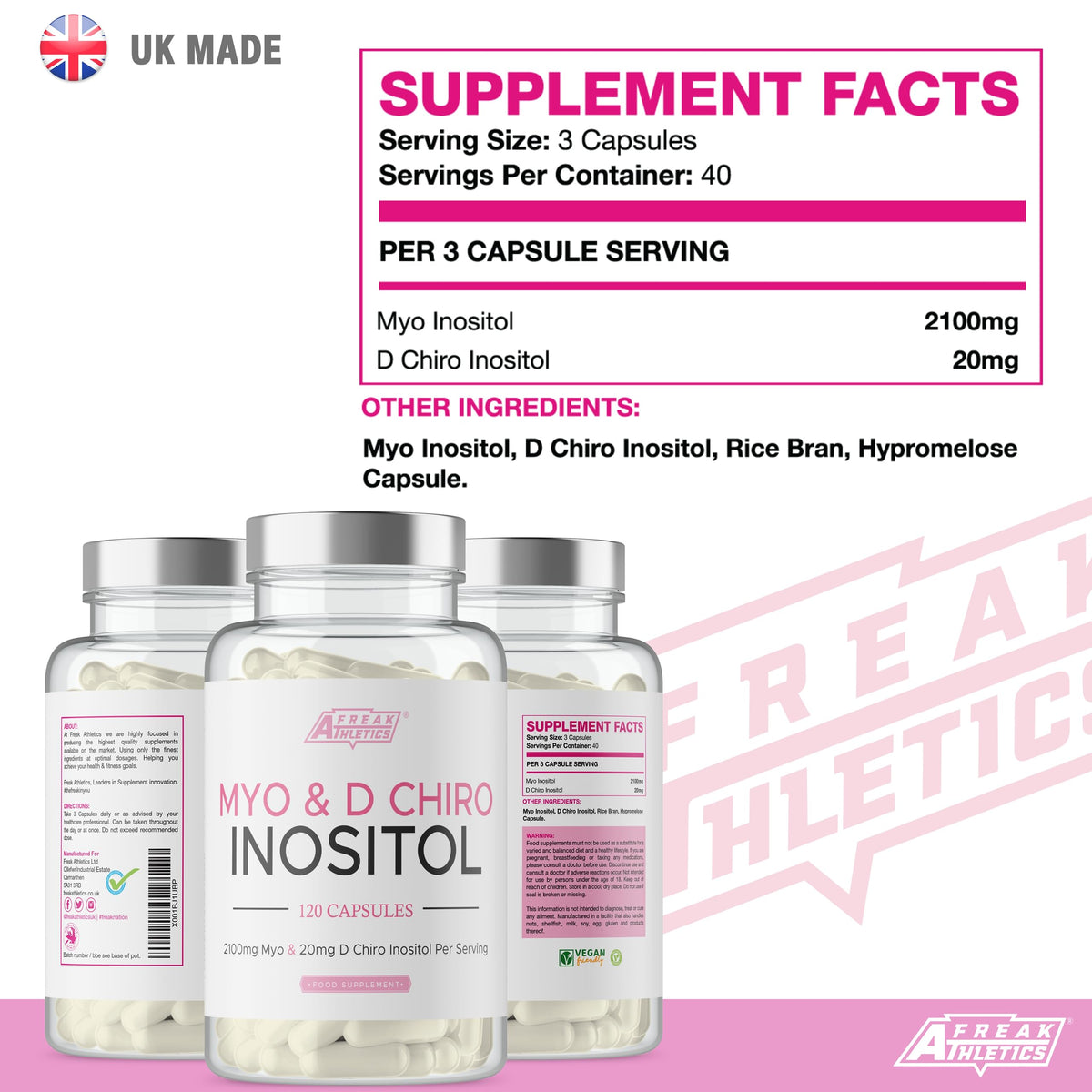 Myo-Inositol & D Chiro Inositol - Supports Women with PCOS -120 Capsules - Promotes