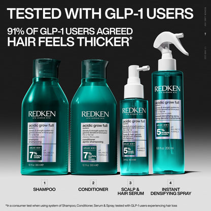 Redken Acidic Grow Full System Scalp & Hair Serum - Lightweight Leave-In Treatment for Rebalanced, Healthy-Looking Scalp and Fuller, Thicker Hair, With Azelaic Acid, 1.5 Fl Oz