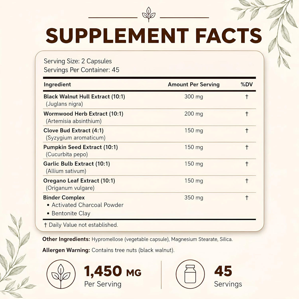 Happee ParaPure Cleanse with Binder for Humans, Intestinal Support, 2-in-1 - Wormwood, Black Walnut, Clove with Charcoal Binder for Digestive Balance (No Stack Needed) 90 Capsules