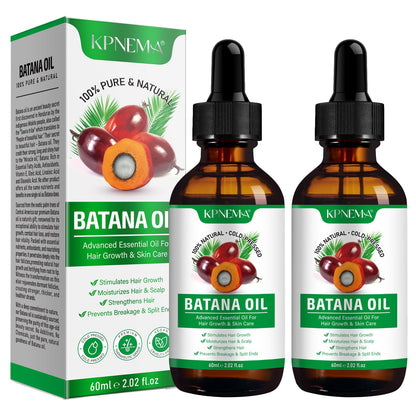 Batana Oil for Hair Growth, 2 Pack 100% Pure Natural Organic, Moisturizing Skin and Hair Care for Dryness and Roughness, Anti-aging (2.02 Fl Oz (Pack of 2))