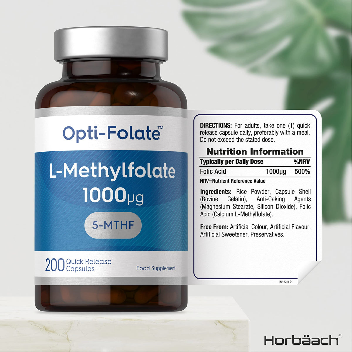 L-Methylfolate 1000ug - 200 Capsules - 5-MTHF Folate Supplement - Active Form
