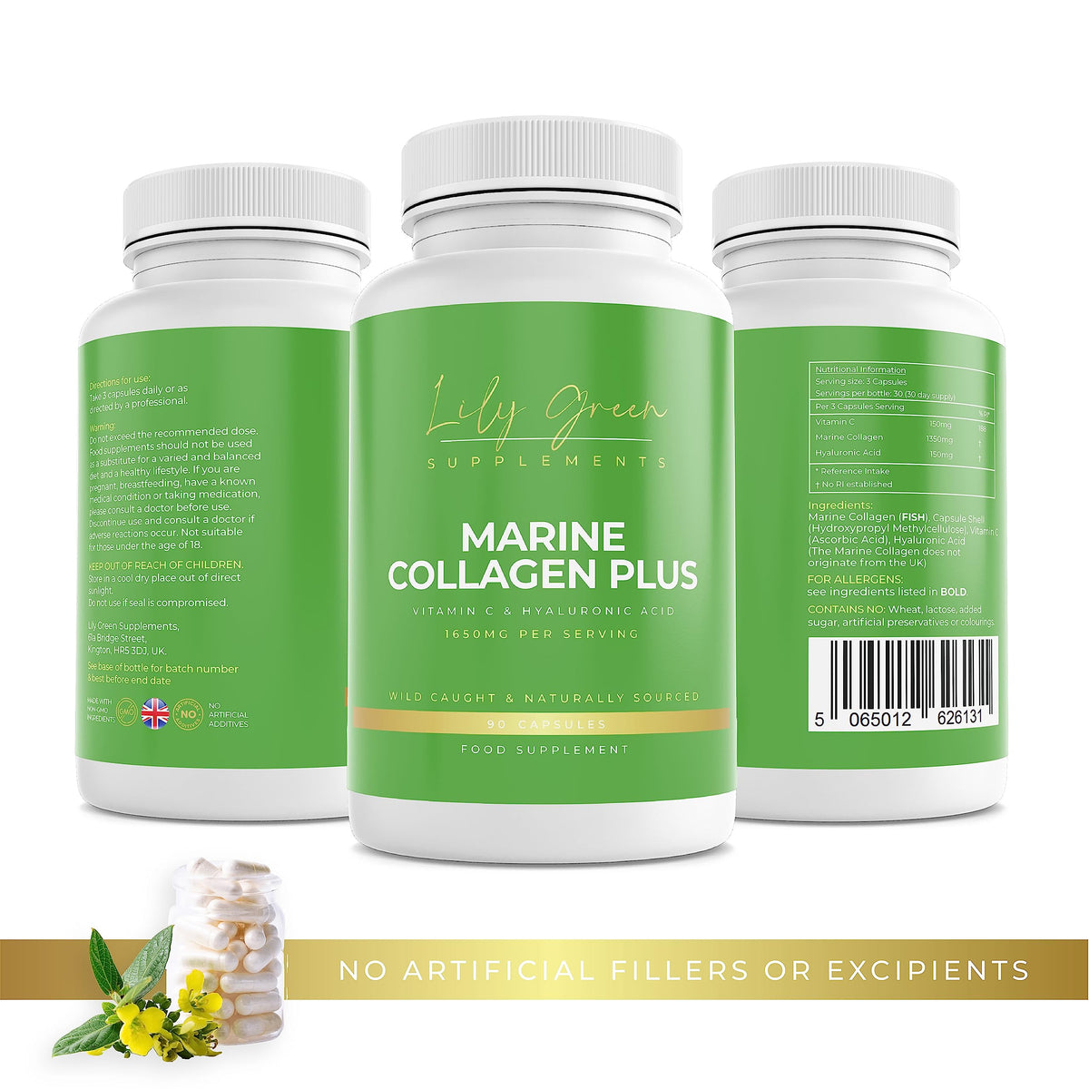 Lily Green - Marine Collagen with Hyaluronic Acid & Vitamin C - 1650mg per Serving