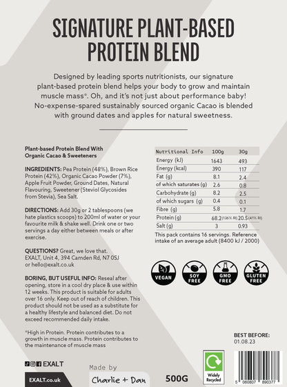 EXALT Vegan Protein Powder - 100% Plant-Based - Gluten Free - Keto Friendly