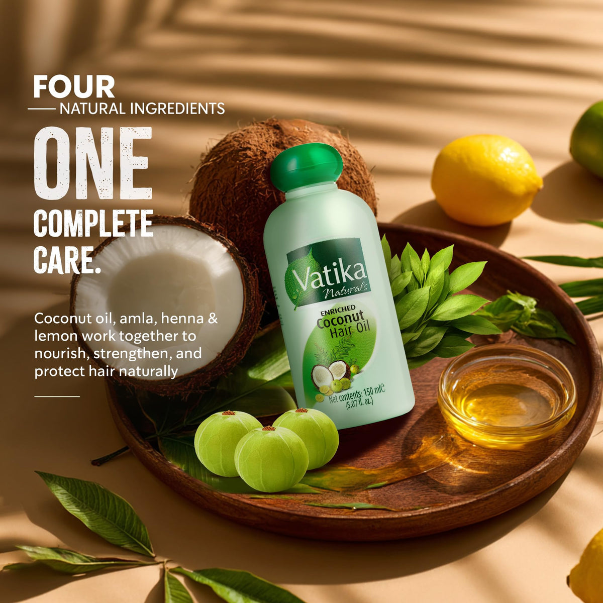 Dabur Vatika Naturals Enriched Coconut Hair Oil with Coconut, Amla & Henna to Nourish & Strengthen Hair & Scalp for Healthy, Radiant Hair for Kids, Women & Adults, Ayurvedic Hair Care Oil