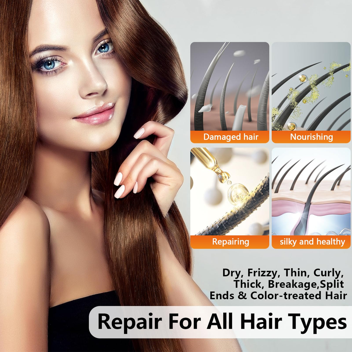 Fadelo Hair Treatment - Frizz and Damage Control with Vitamins A, C, E, B5, Argan, Macadamia, and Avocado Oils - 40 Capsules