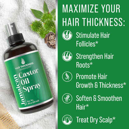 Jamaican Black Castor Oil Spray For Hair Growth. With Marula, Jojoba. Vegan, Leave In Conditioner Serum For Women, Men. Thickening, Moisturizing, Strengthening Scalp Treatment For Dry, Weak Hair