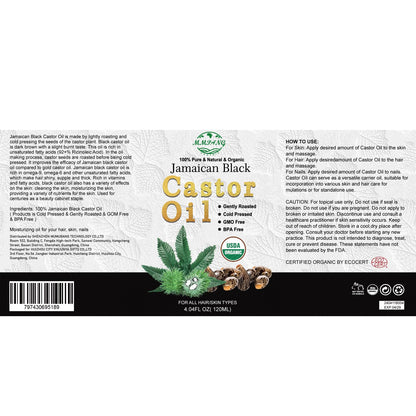 MMPANG Jamaican Black Castor Oil, Organic Cold Pressed Hair Oil Hexane Free