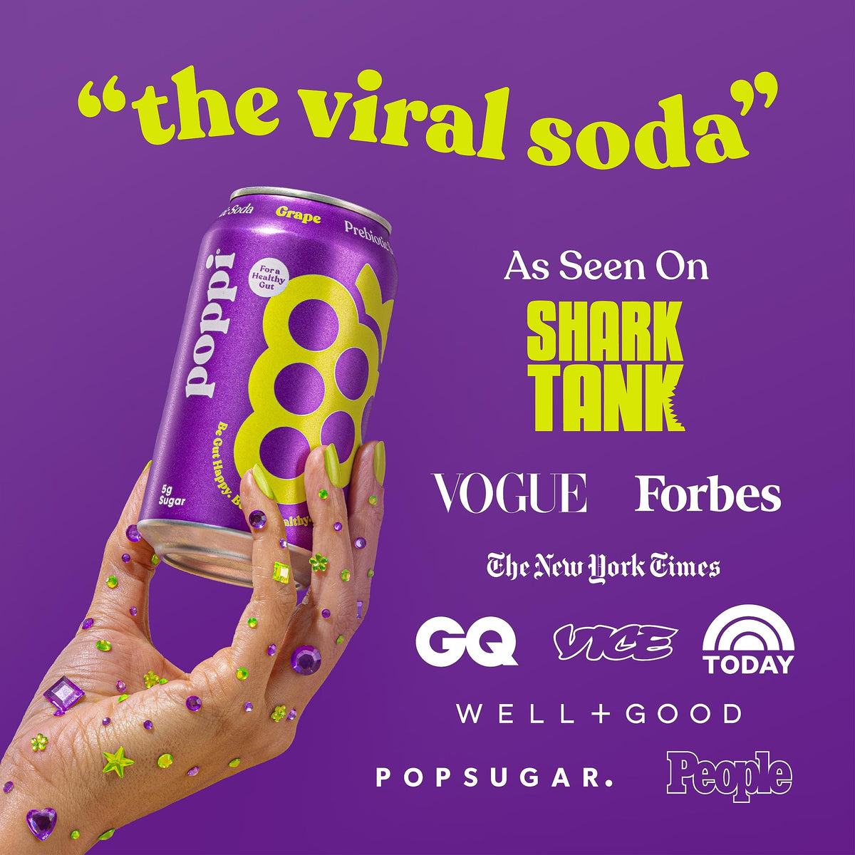 POPPI Sparkling Prebiotic Soda, Beverages w/Apple Cider Vinegar, Seltzer Water & Juice