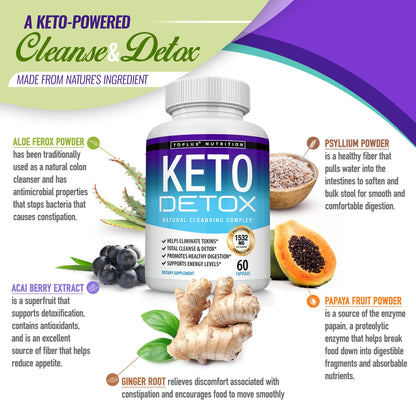 Toplux Keto Detox Pills Advanced Cleansing Extract - 1532 Mg Natural Acai Colon
