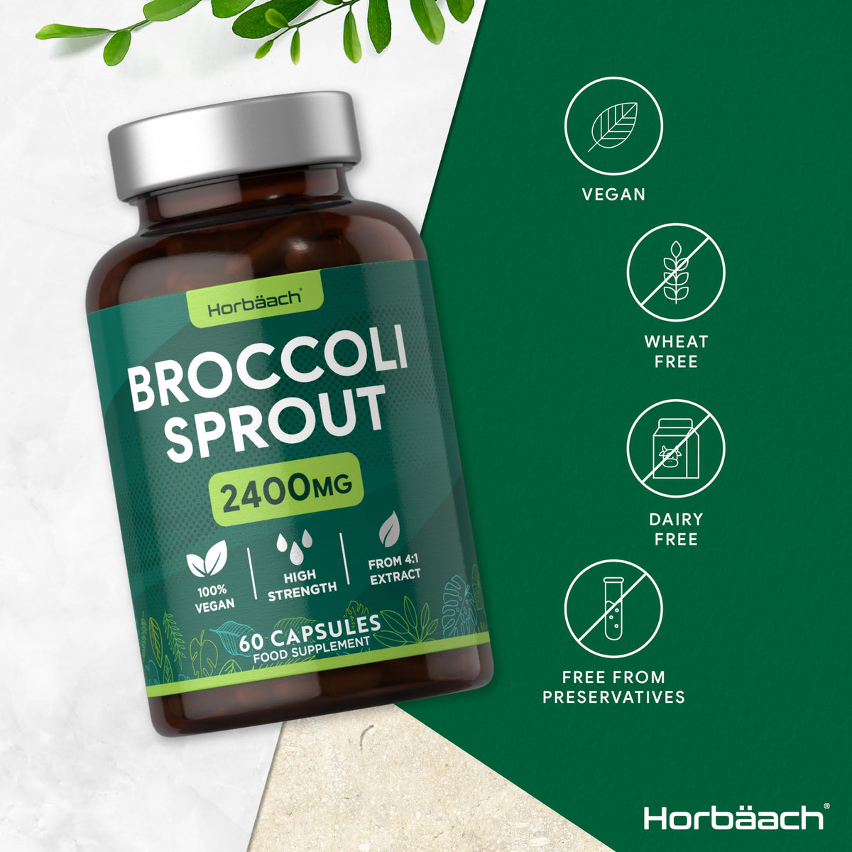 Broccoli Sprout Extract - Activated Sulforaphane Supplement - 2400mg Capsules - 60 Ct