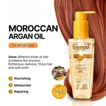 Leave-In Moroccan Argan Oil Hair Oil - Vitamin E Oil& Keratin Hair Treatment for Repairing Dry, Frizzy & Damaged Hair - Deep Nourishing Hair Serum, Anti-Frizz & Split End Repair 3.3Fl Oz