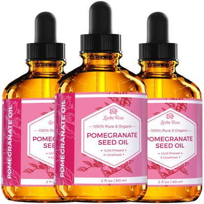 Leven Rose Pomegranate Seed Oil, 100% Pure Unrefined Cold Pressed Antioxidant Moisturizer for Hair Skin and Nails 2 oz